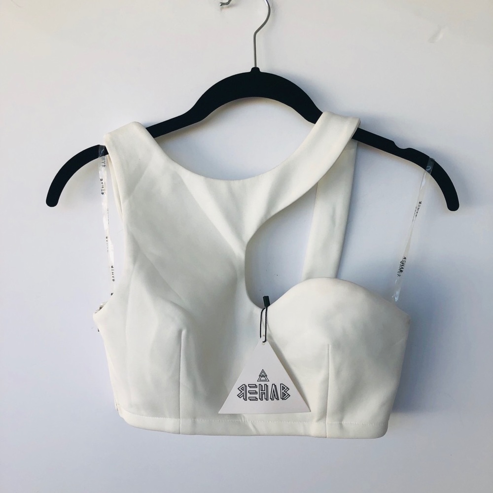 Nwt Rehab white Asymmetrical Crop Top
